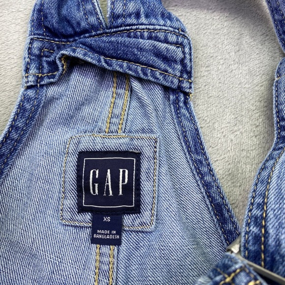 Gap Denim Bib Overalls Medium Wash Blue Cotton Straight Leg Womens XS Fits 30" - Picture 6 of 9